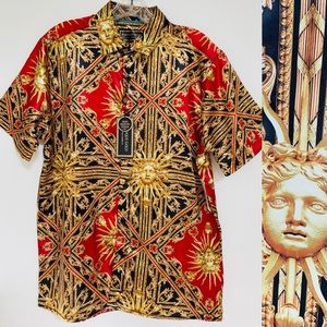 BAROQUE GOLD Unique NWT Wearable Art MEDUSA Status ITALIAN Style SHIRT Small